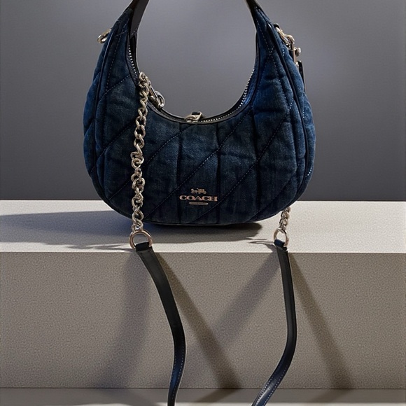 Coach Blue Denim Hobo Bag W Leather Crossbody Strap. Dustbag NWT - Picture 2 of 9